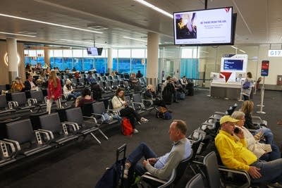 Passengers waiting in the renovated waiting area