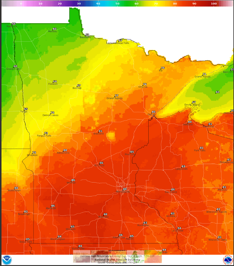 A cold front will begin moving across the state from northwest to southeast on Sunday, eventually bringing temperatures to more seasonable levels.