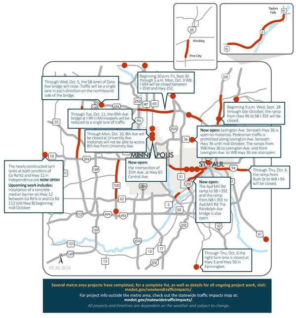 This weekend's traffic impacts