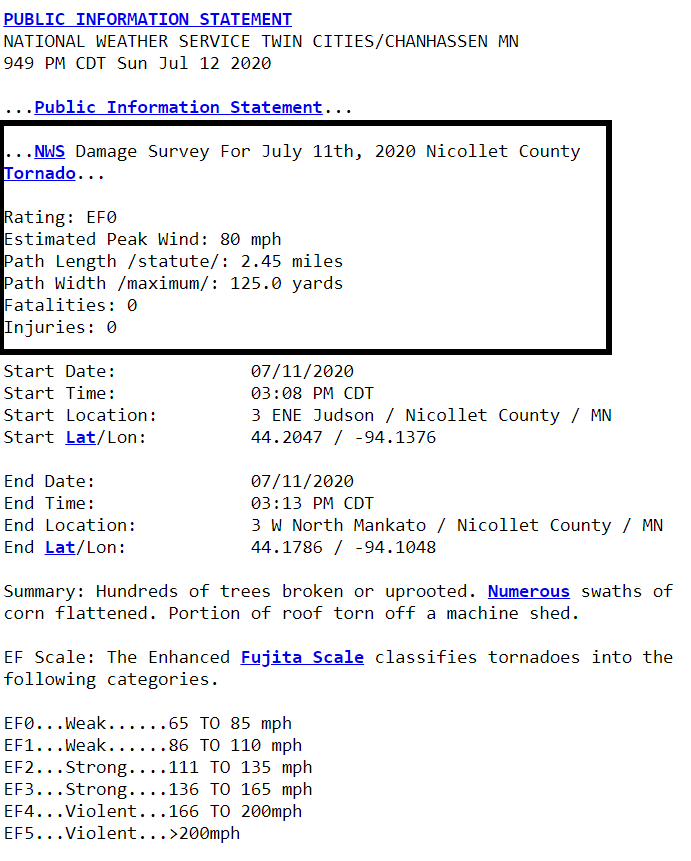 Nicollet County tornado