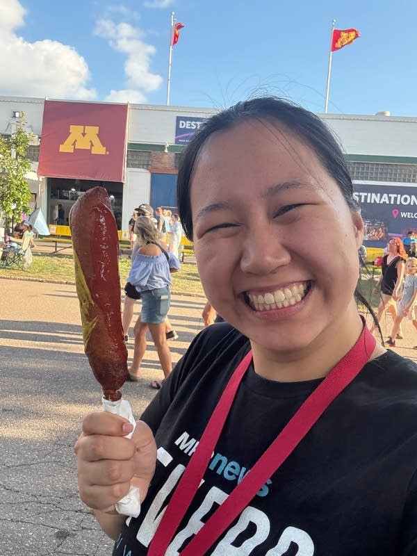 A woman with a pronto pup