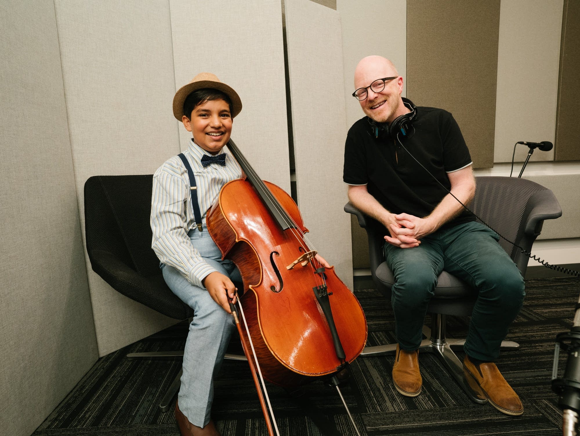 Cellist Jivan Ramesh with Fred Child