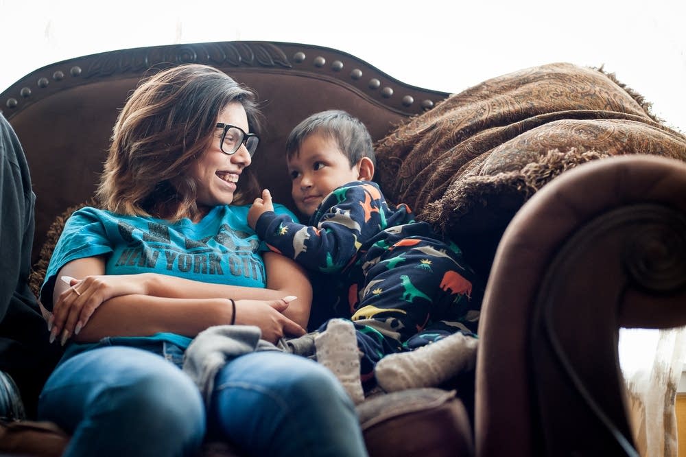 Mariana Camacho Castillo, 18, babysits her nephew.