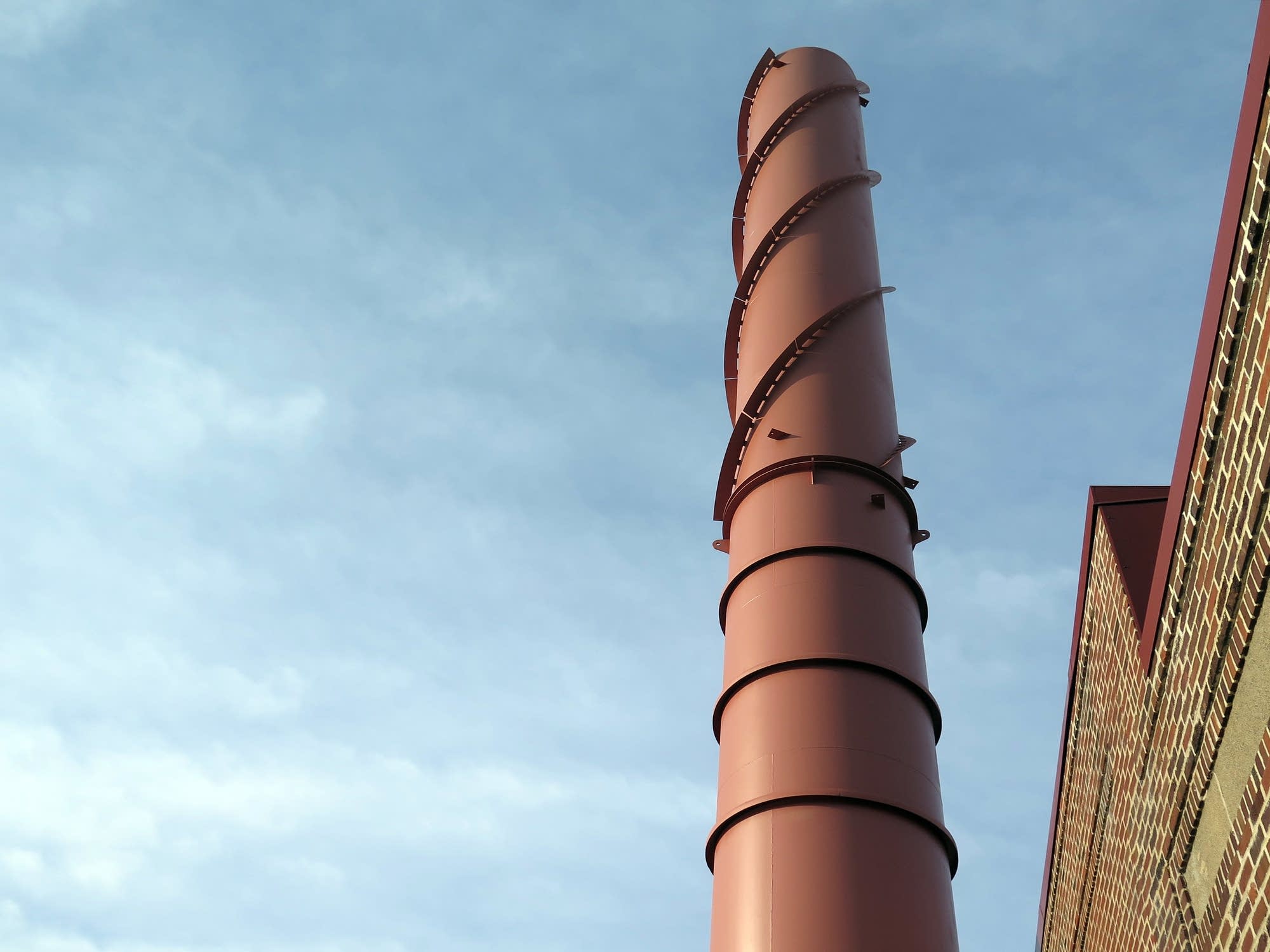 The stack of the University of Minnesota's new Main Energy Plant
