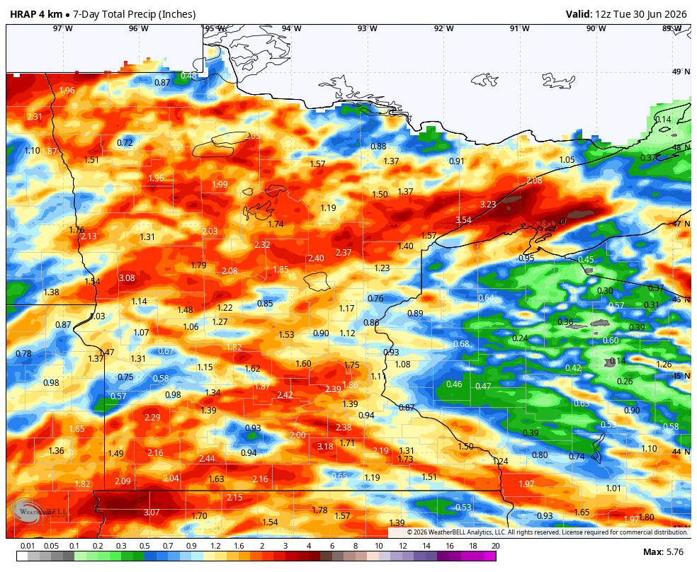 7-day precipitation totals