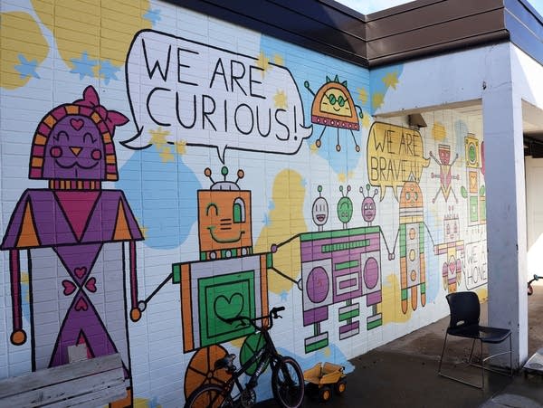 a colorful mural on a wall