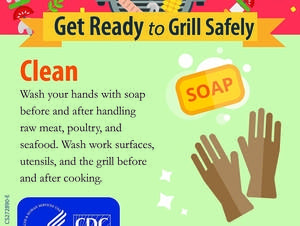 The CDC recommends washing hands thoroughly before cooking or grilling.