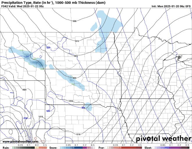 Forecast precipitation Tuesday night through noon Wednesday