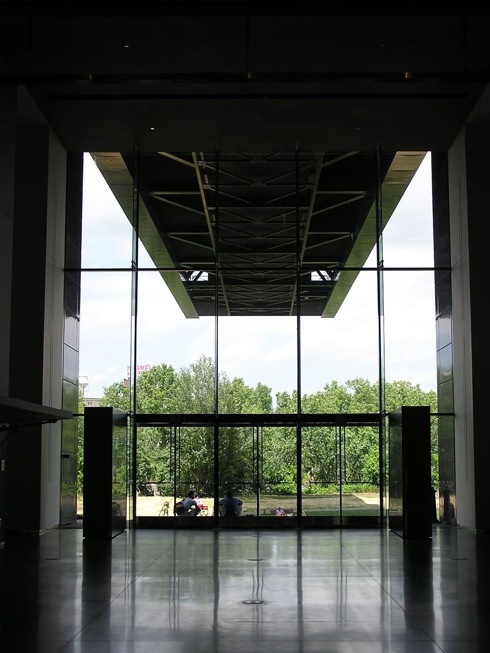 Under the cantilevered bridge