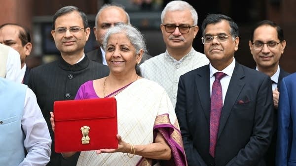 India's Finance Minister Nirmala Sitharaman presents the new budget on Tuesday.