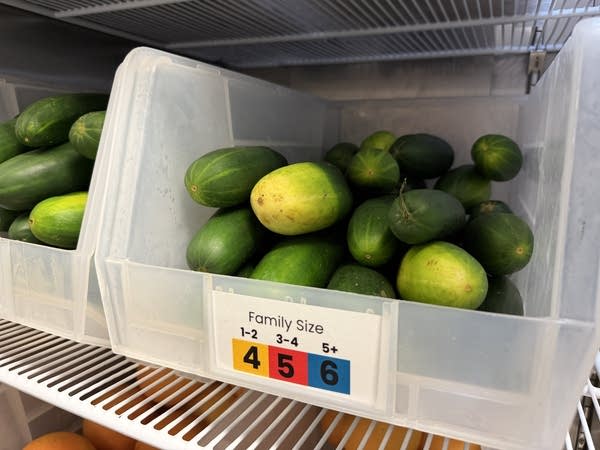 Cucumbers in a container
