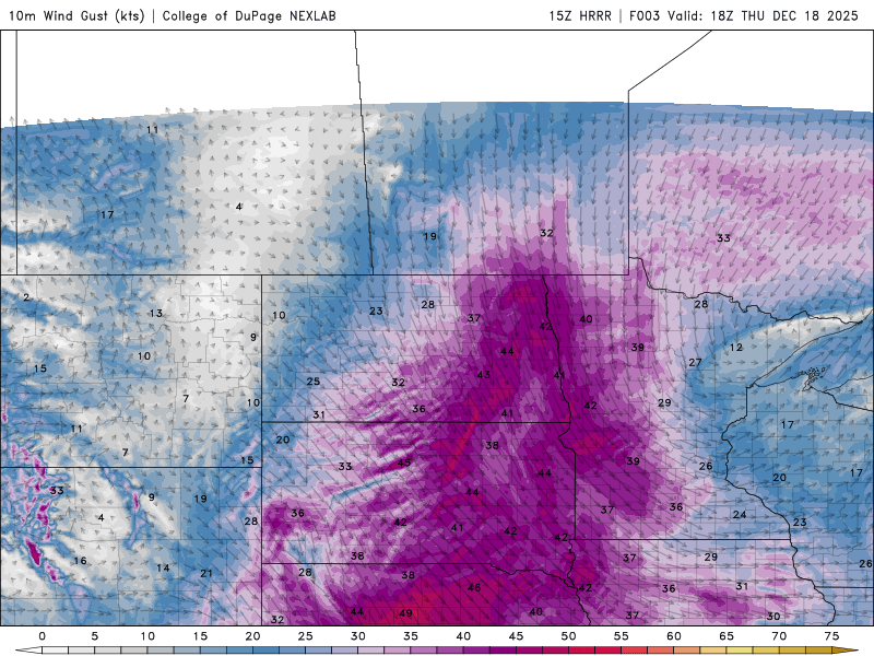 Wind gust forecast Thursday