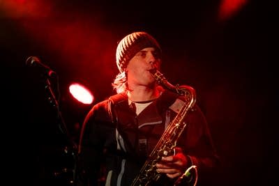 Man playing saxophone on stage