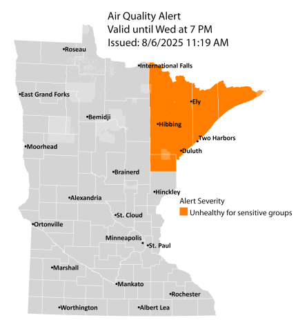 Better air quality forecast for most of Minnesota