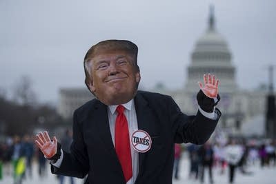 Washington, DC: A demonstrator dances.