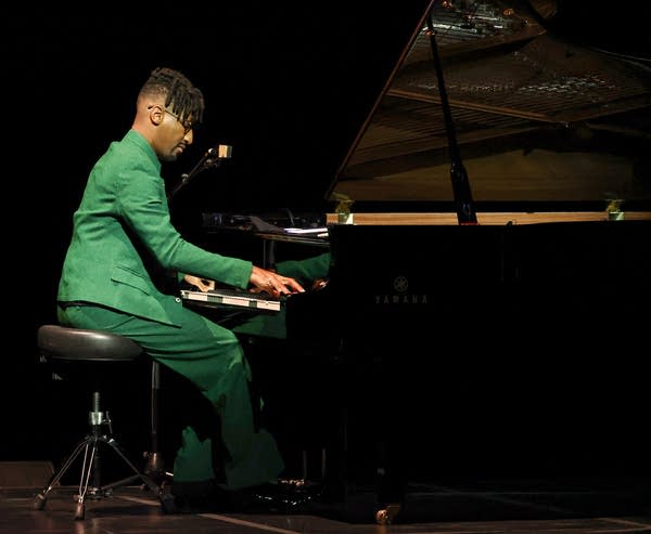 Jon Batiste performing at The Dolby Colosseum at Caesars Palace during CinemaCon on April 15, 2026 in Las Vegas, Nevada.