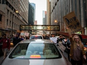 Students protest President-elect Trump.