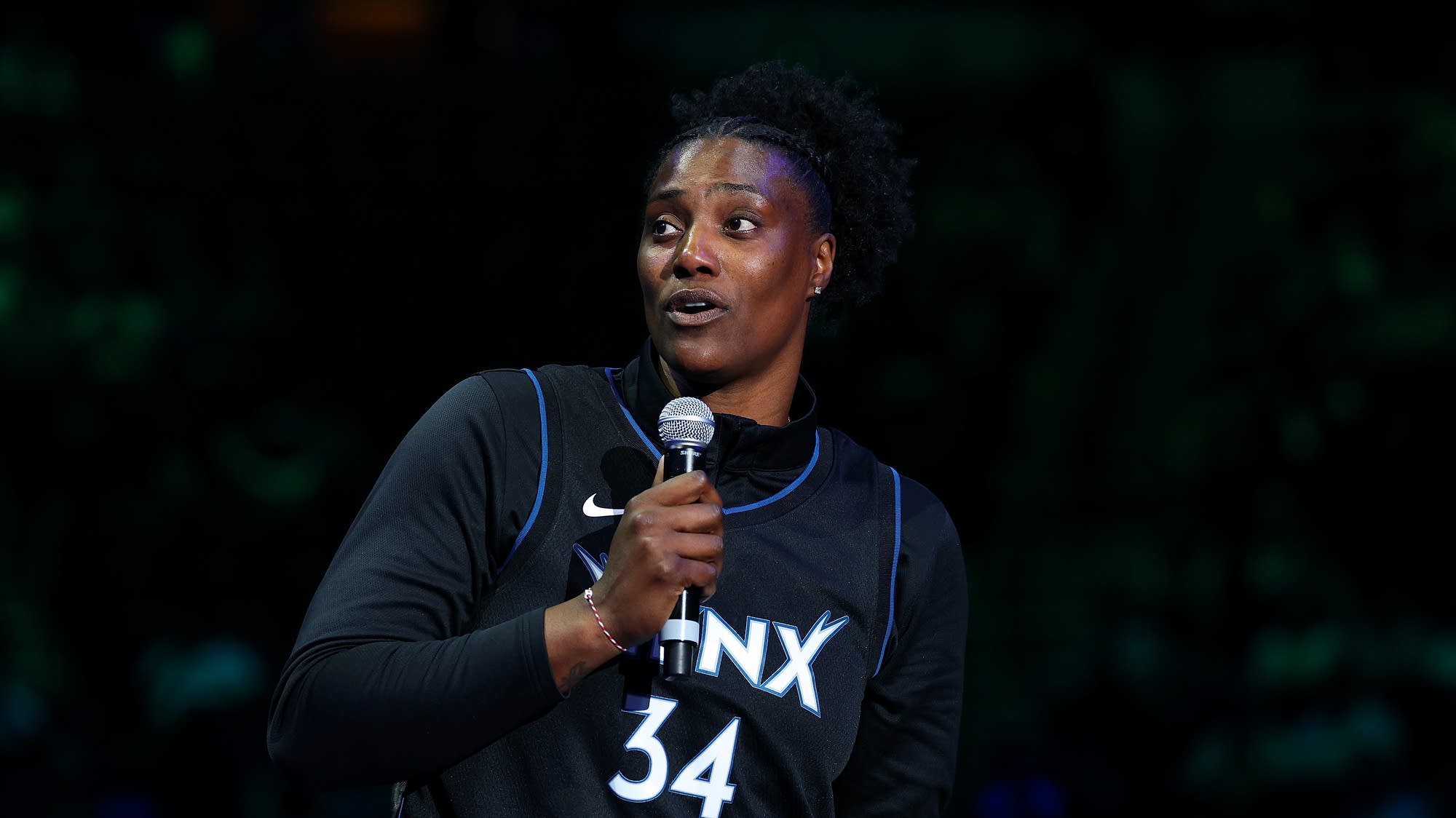 Sylvia Fowles, former Minnesota Lynx player and assistant coach for the Portland Fire honored with Hall of Fame banner