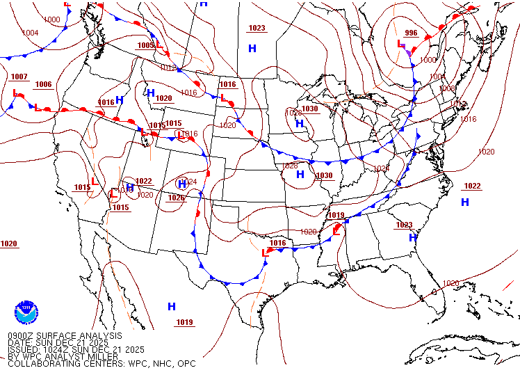 Surface analysis for Sunday 3 a.m.