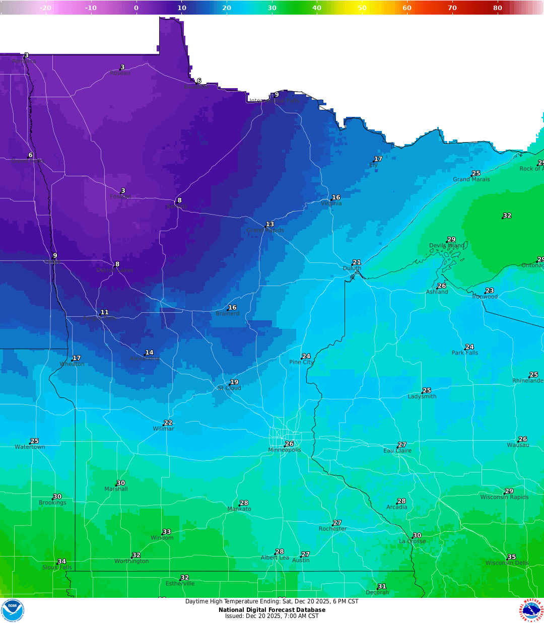 Highs for Saturday