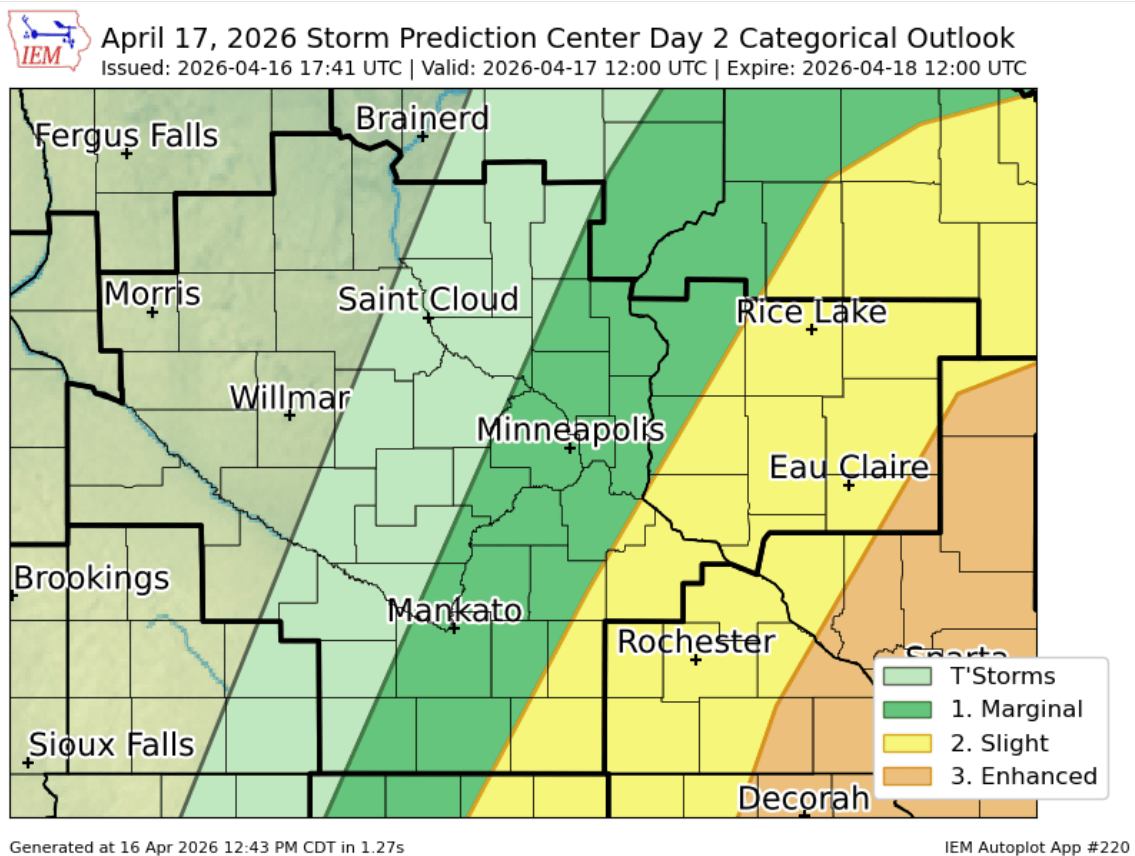 Severe weather risk areas