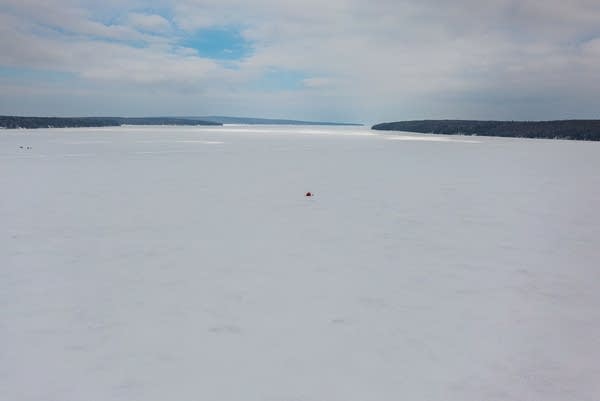 A large frozen lake.