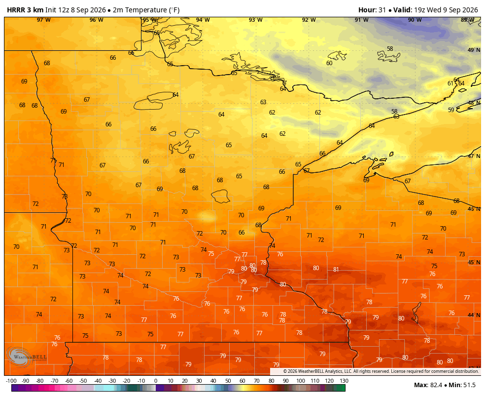 High temps Wednesday