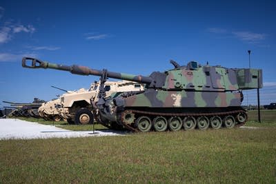 A variety of armored vehicles 
