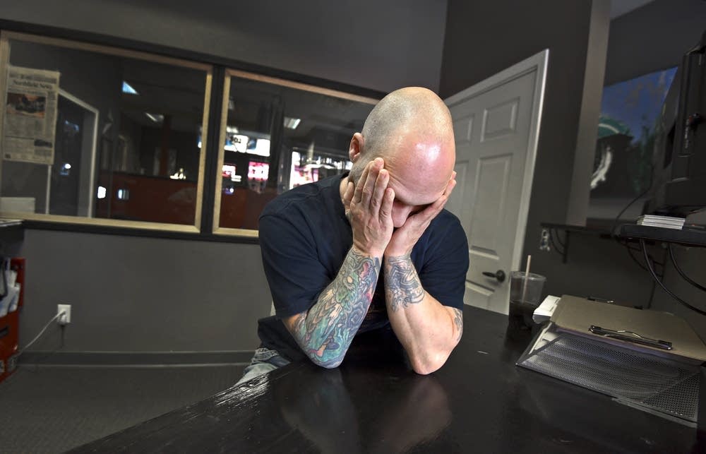 Michael Hansen gets emotional during an interview.