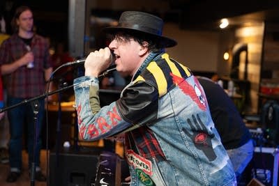 Man singing into micrphone