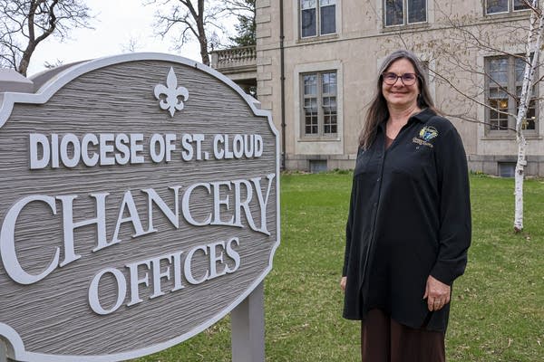 A person stands outside the chancery offices