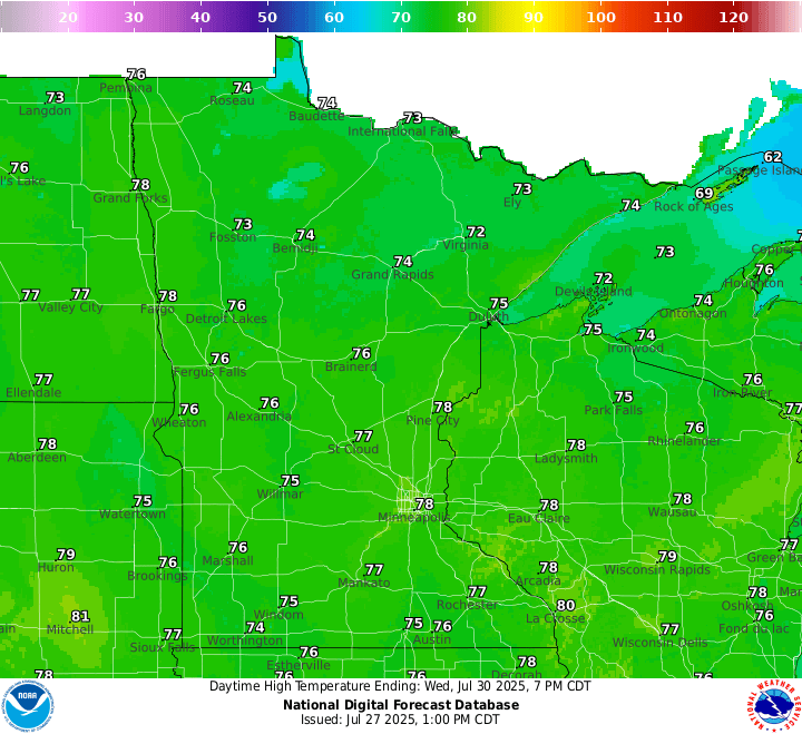 Wednesday's highs