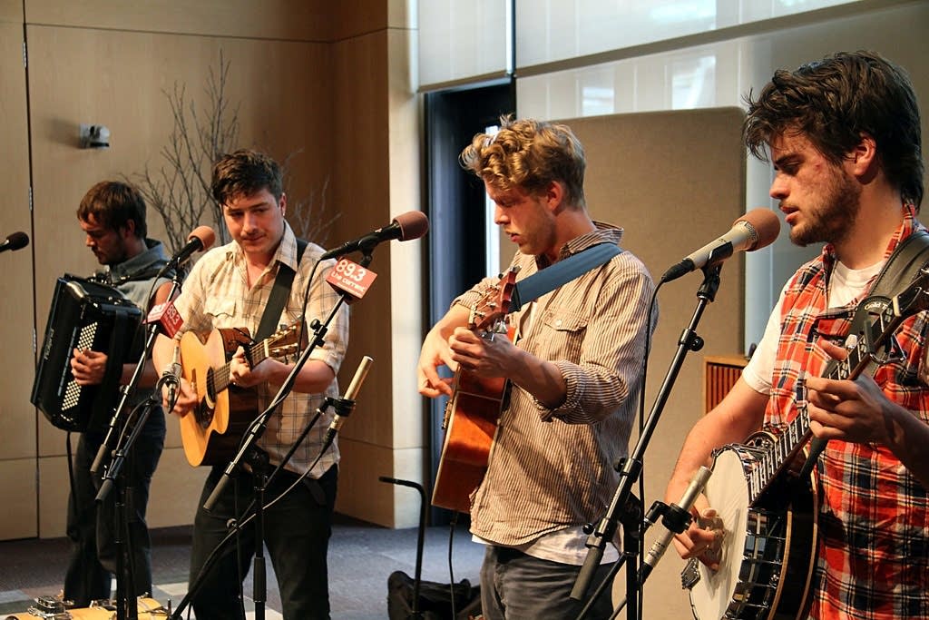 Mumford and Sons perform live in the UBS Forum