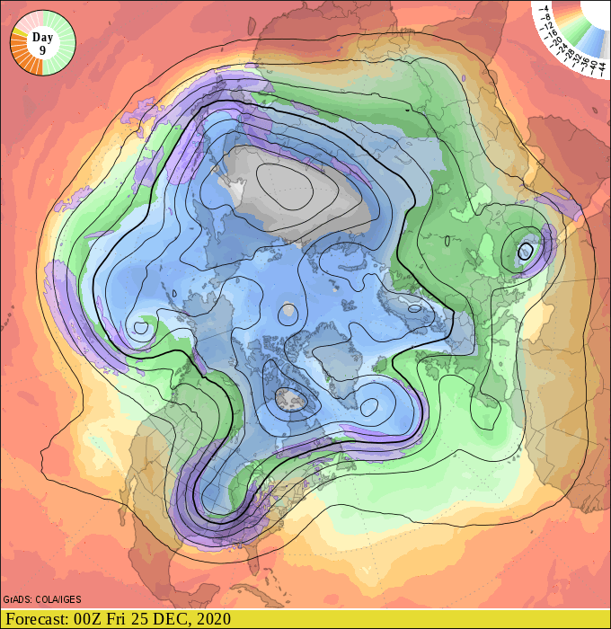 Upper air forecast map for 6 pm December 24