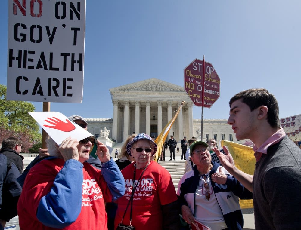 Health care protesters and supporter