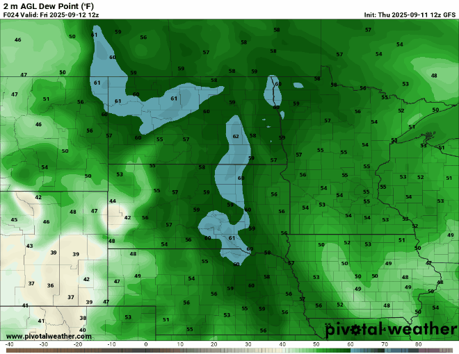 Dew points Friday into Sunday