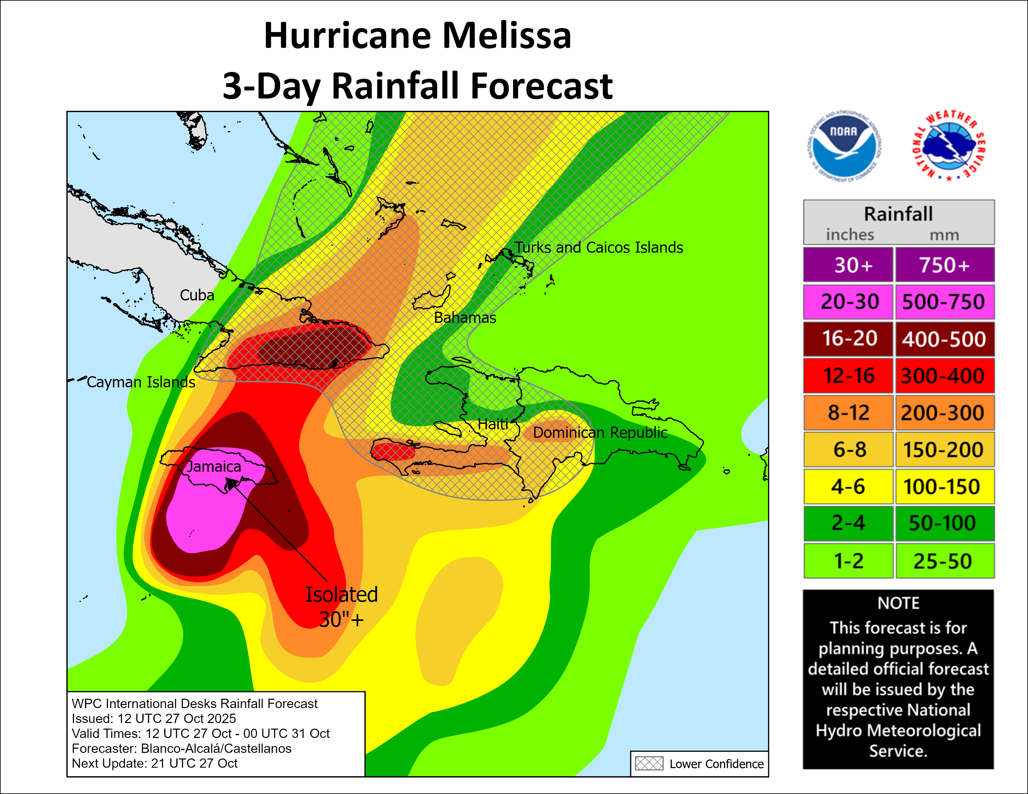 Hurricane Melissa 3-day rainfall