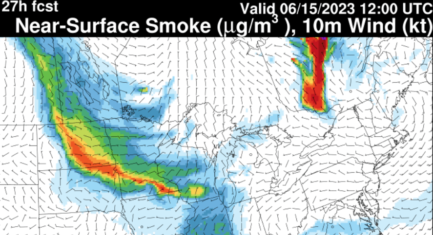 Modelo NOAA RAP modelo de humo cerca de la superficie