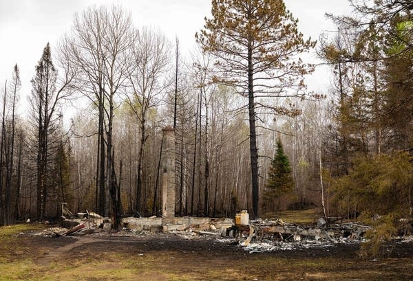 A chimney after a fire