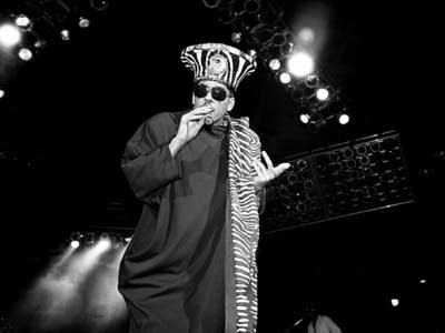 Rapper Shock G. of Digital Underground performing in 1990