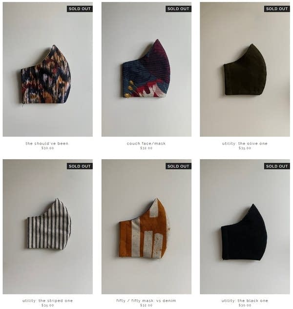 A screenshot from Atiya Jones’ website. She’s had a hard time keeping up with demand for her hand-made masks.