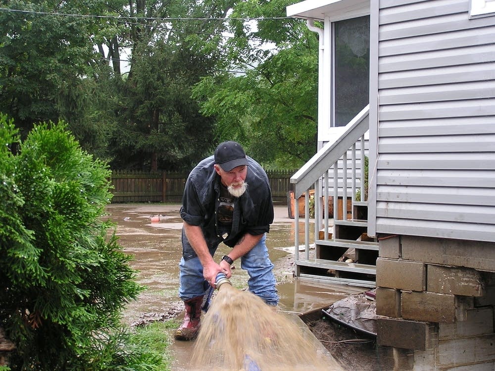 Homeowner pumps water