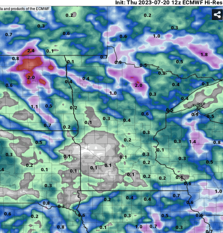 European model (ECMWF) precipitation output