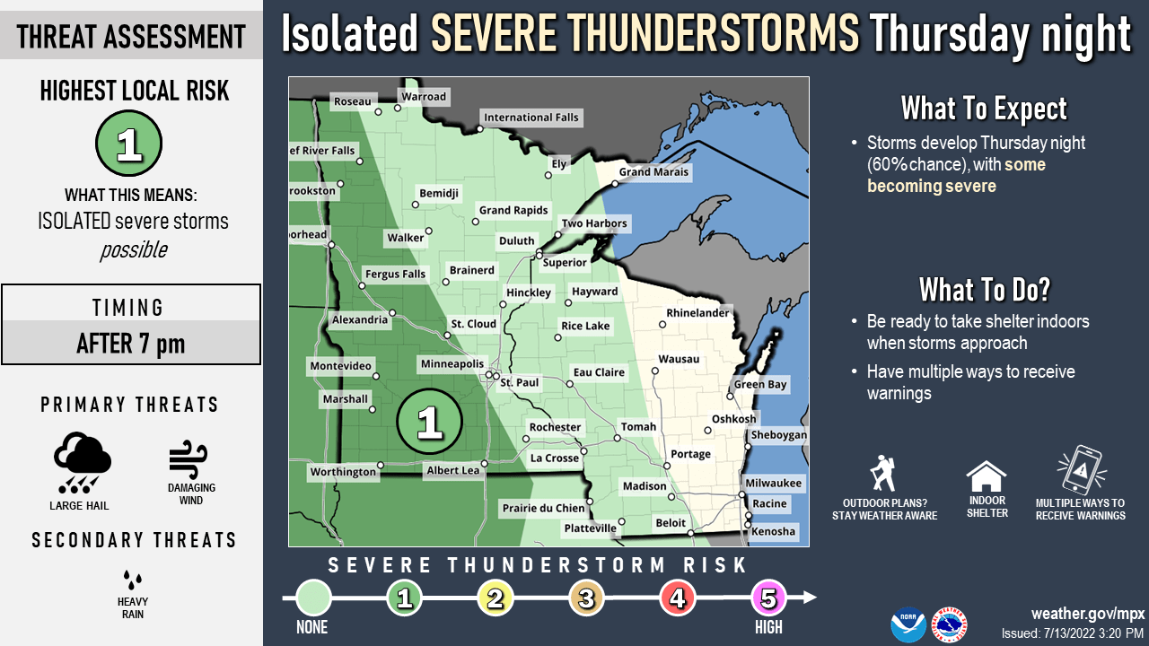 Severe weather risk areas