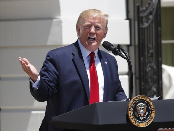 President Trump speaks during a Made in America showcase event. 