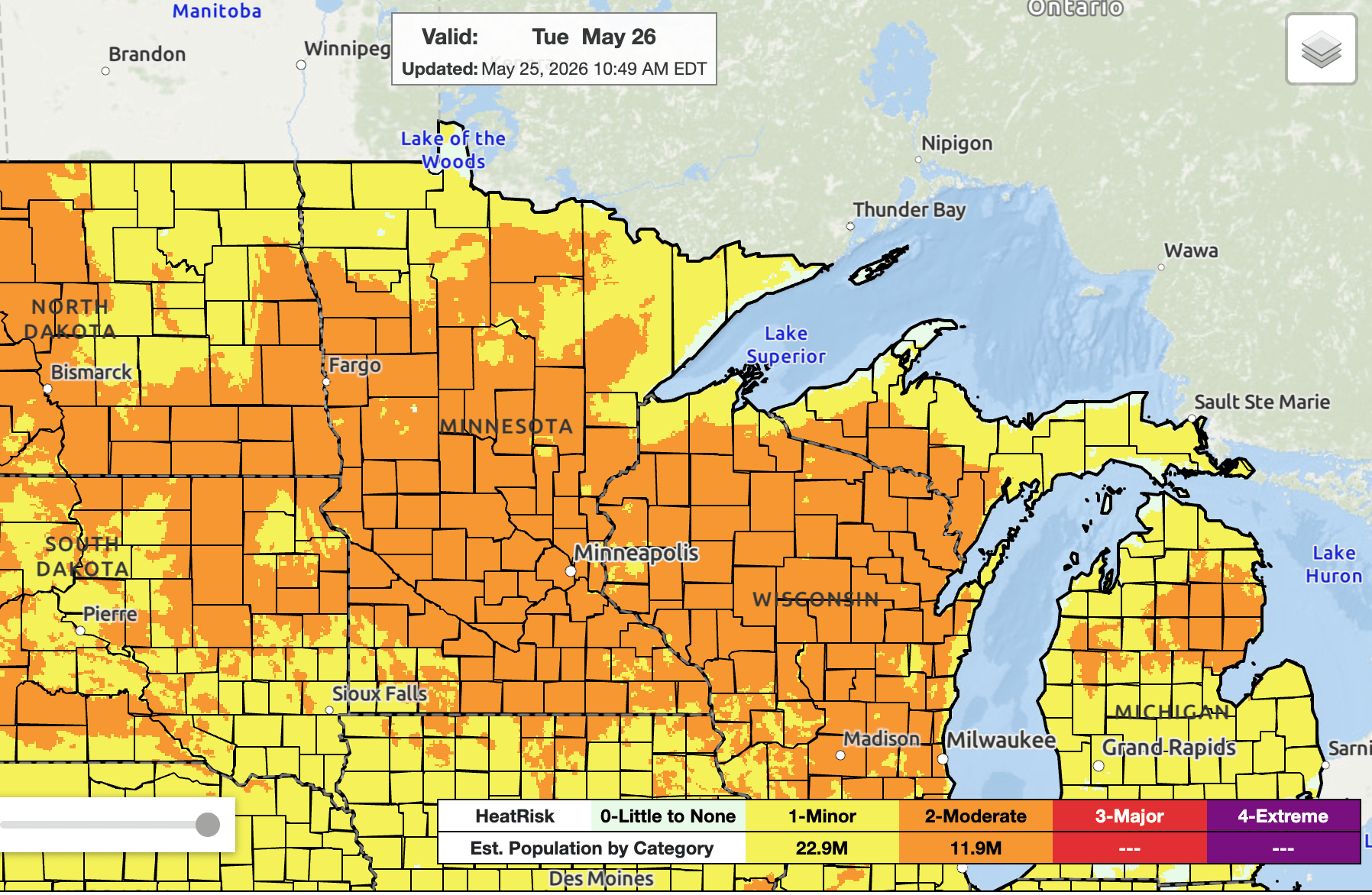 Fire danger map