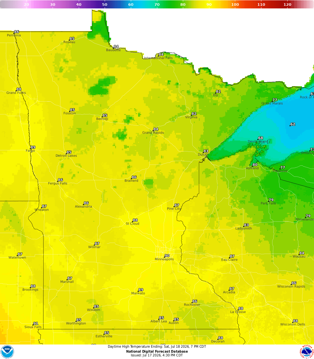 Highs on Saturday