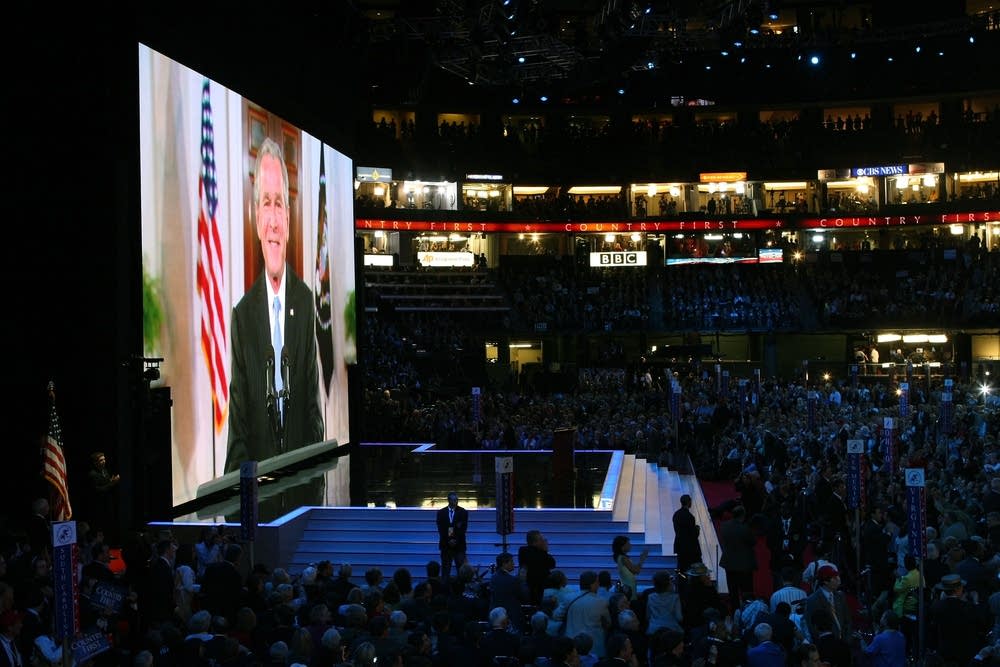 President Bush via satellite at the RNC