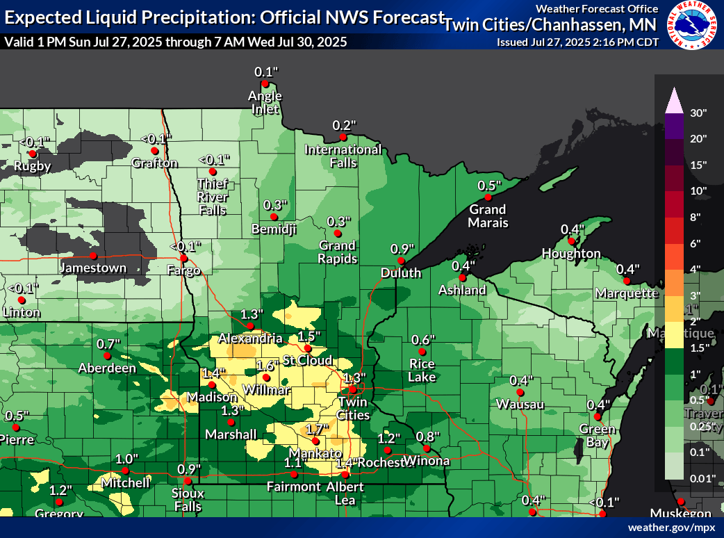 Expected rain totals