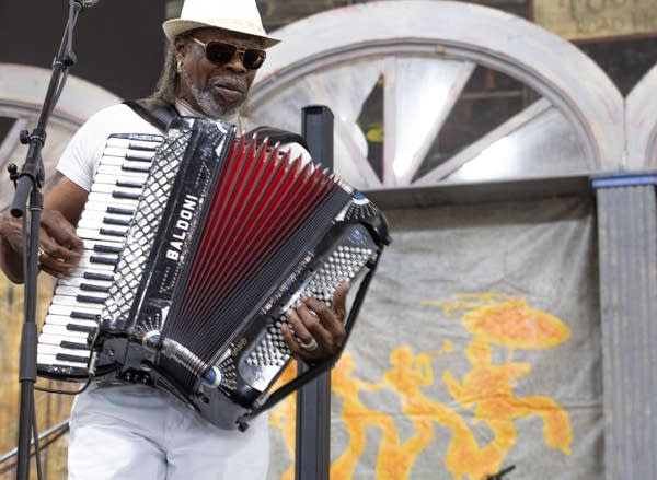 CJ Chenier and the Red Hot Louisiana Band performs during 2022 New Orleans Jazz & Heritage Festival at Fair Grounds Race Course on May 01, 2022 in New Orleans, Louisiana.